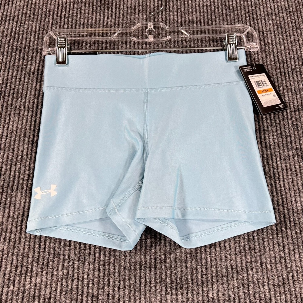 Under Armour Shorts Womens Small Blue Compression Mid Rise Shorty Active New